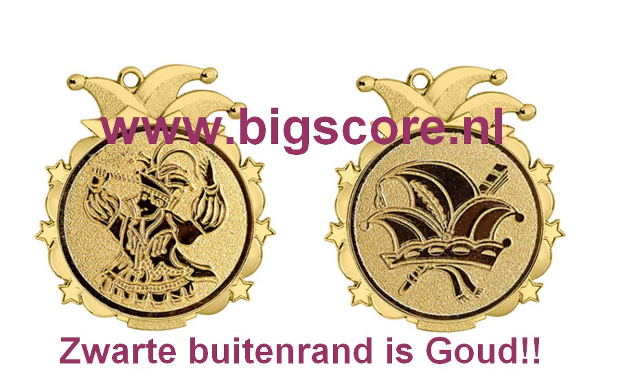D53.01 Carnaval medaille goud afmeting 65x70 mm